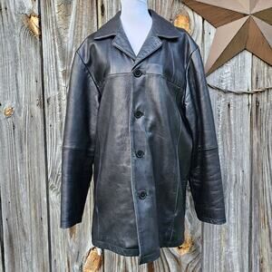 Black Leather Jacket Wilsons Pelle Studio Size L Thinsulate Lining Vintage VTG
